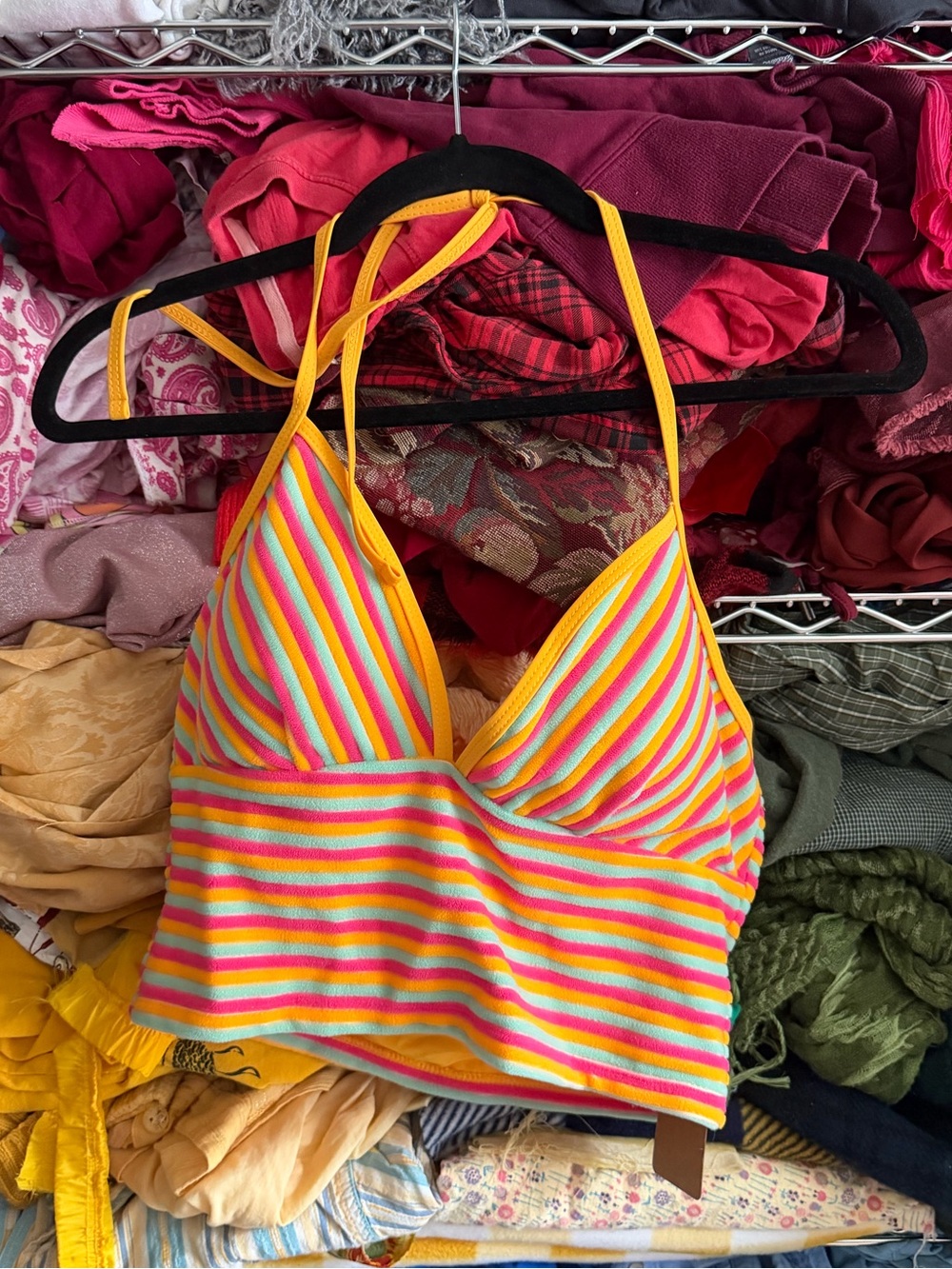 Samiol Multi Rainbow Stripe Large Terry Tankini NWT